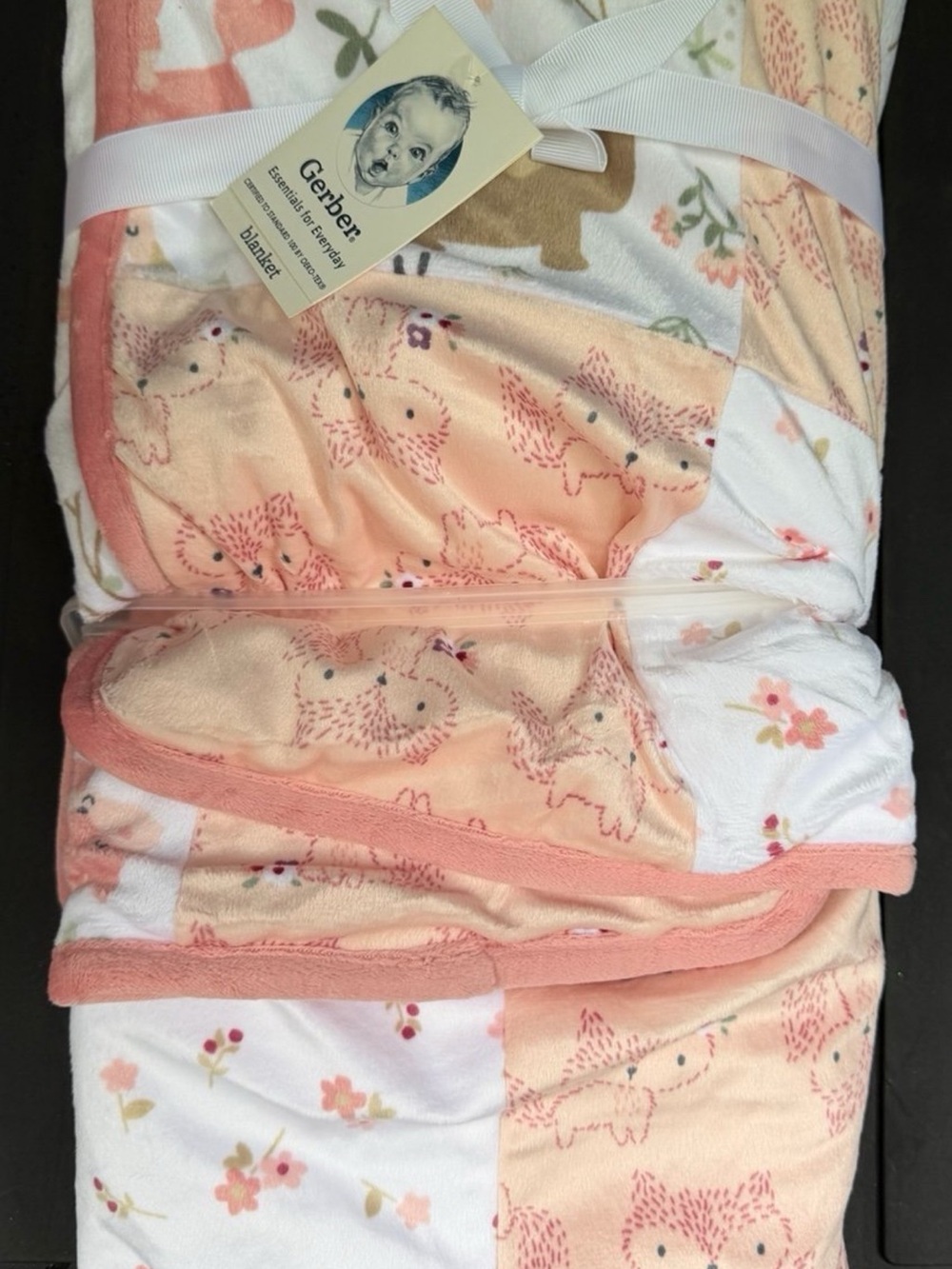 Gerber Peach Fox & Floral Baby Throw